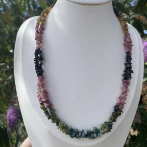 Collier double Tourmaline multicolore baroque