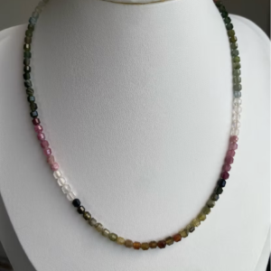 Collier Tourmaline multicolore cylindres facettés