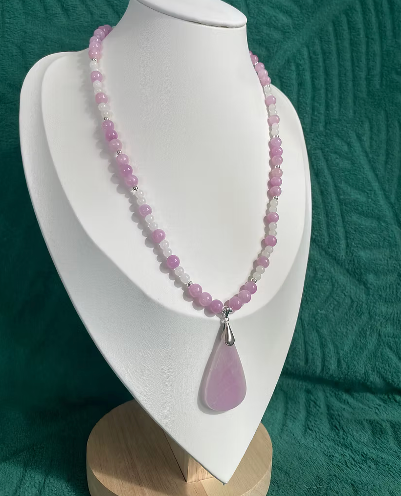 Collier Kunzite et Jade blanc