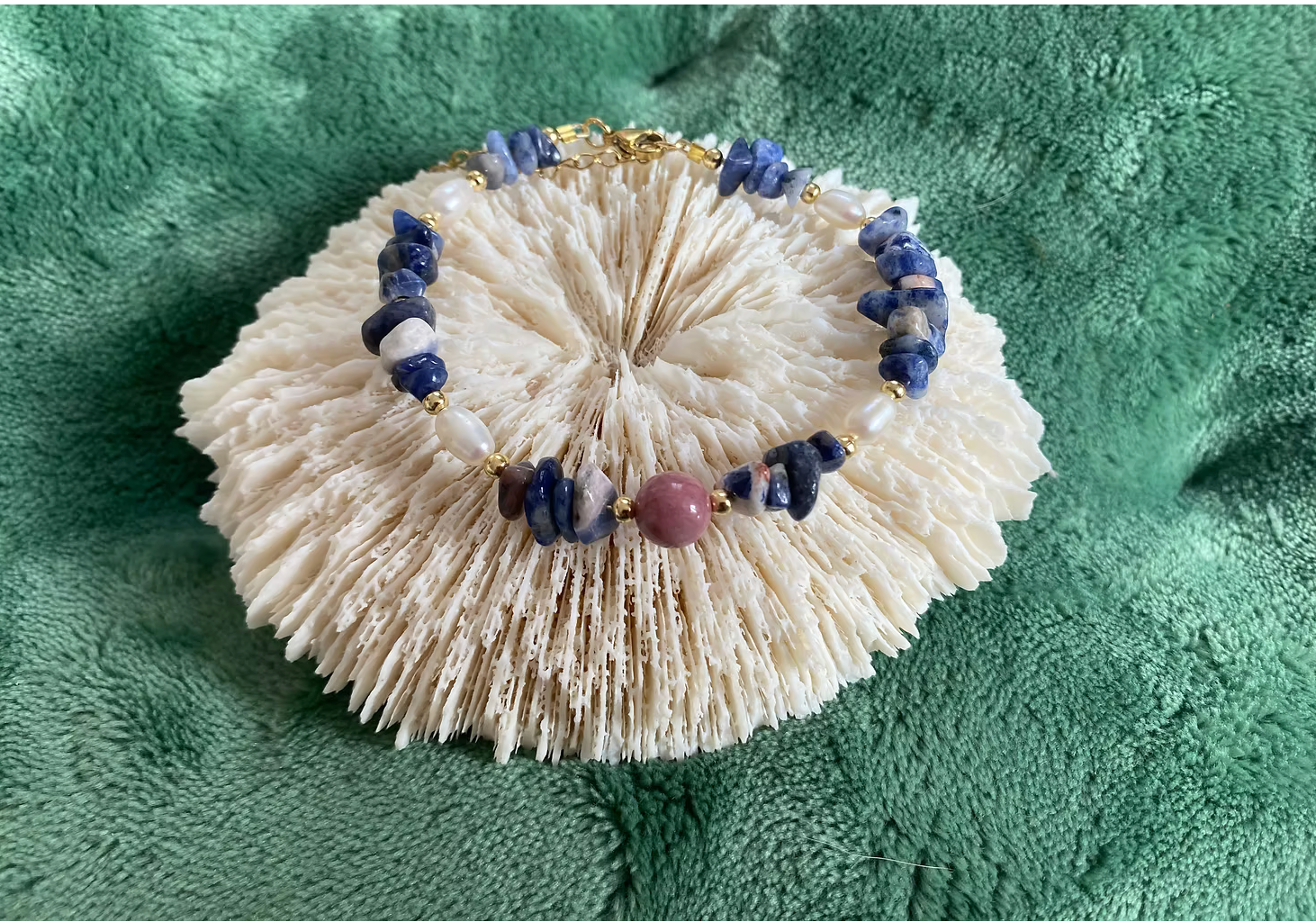 Bracelet Sodalite Rhodonite Perles de culture